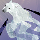 Illustration in a series, On the Edge, Polar Bear mother and her baby baby seeking retreating Arctic sea ice.